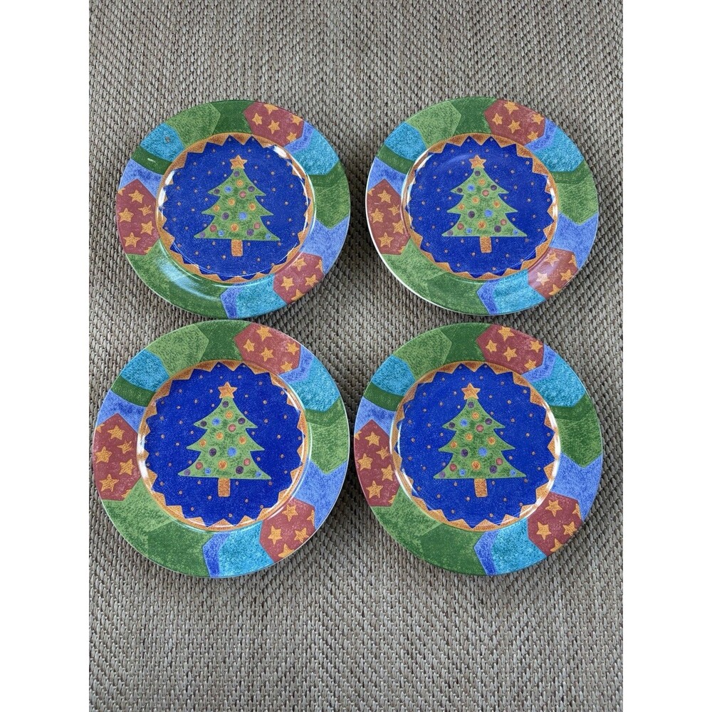 Sango PotPourri Mix & Match Christmas Plates Set of 4 Trees‎